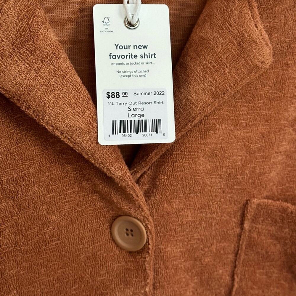 NWT Marine Layer ML Terry Out Resort Shirt in Sierra Size Large Retail $88 - Picture 4 of 7